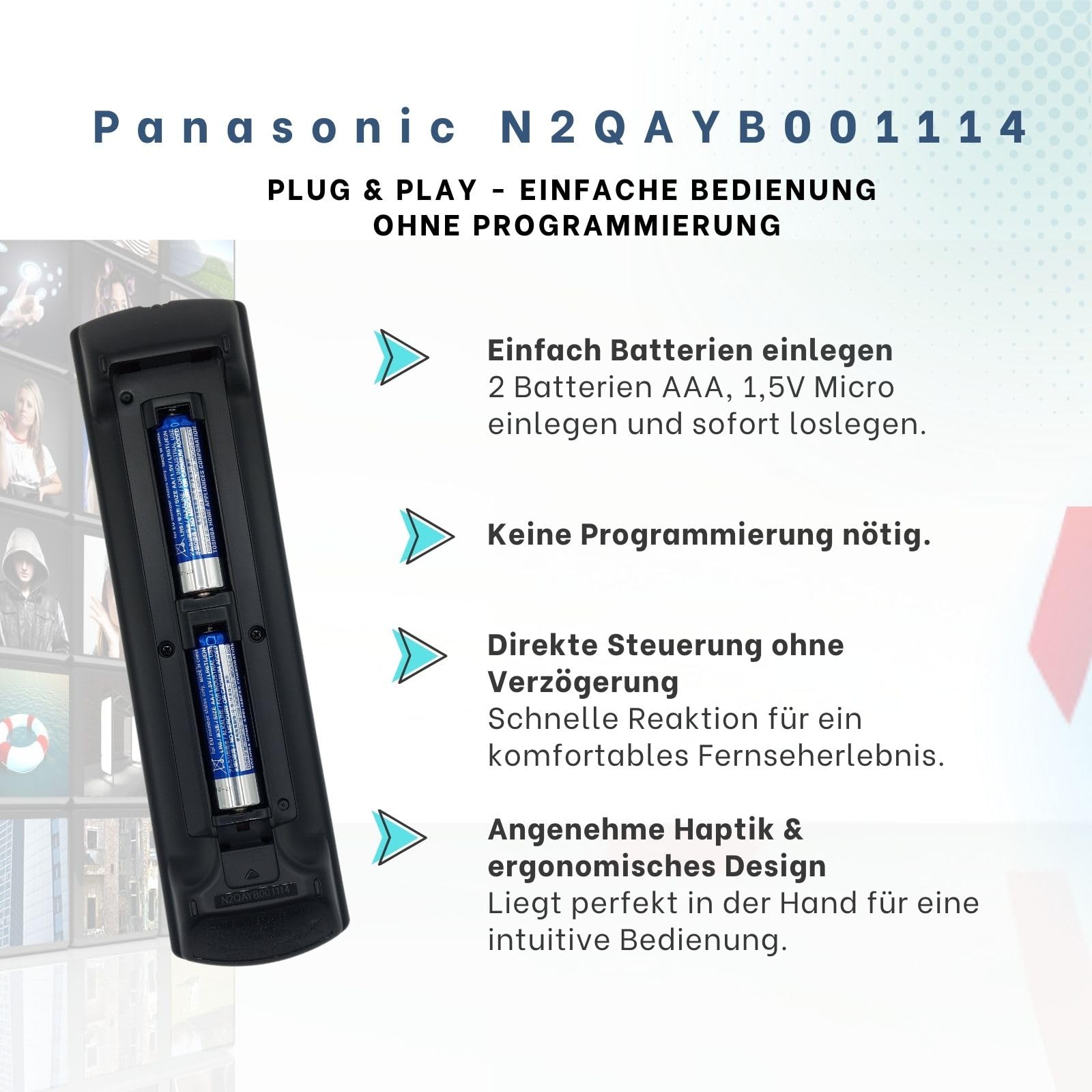 Panasonic N2QAYB001114 – Original-Fernbedienung für Panasonic Viera TVs – Achtung Nicht kompatibel mit Panasonic N2QAYB001113 !!!