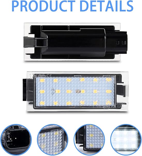 OZ-LAMPE 2X Éclairage de plaque d'immatriculation LED pour Renault Vel Satis Twingo 2 Clio 3 Clio 4 Espace 4 Laguna 3 Laguna 2 Phase 2 Master 2 Megane 2 Megane 3 Feux Arrière - 4