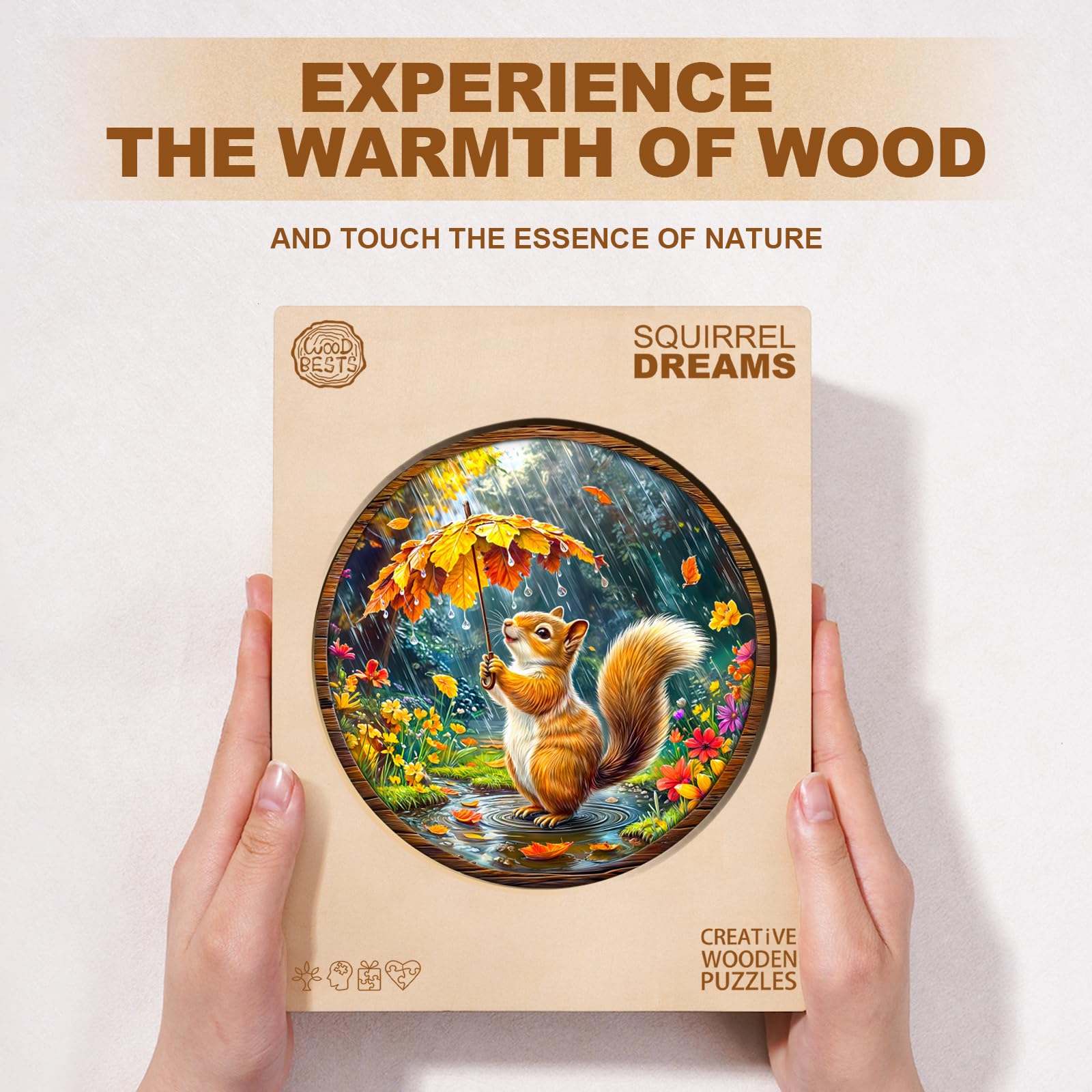 Holzpuzzle Erwachsene, 270 Teile Eichhörnchenträume Puzzles, 34 * 33.9cm Wood Puzzle, Unregelmäßige Einzigartige Tierform Holzpuzzles für Erwachsen, Schön Geschenk für Familie und Freunde