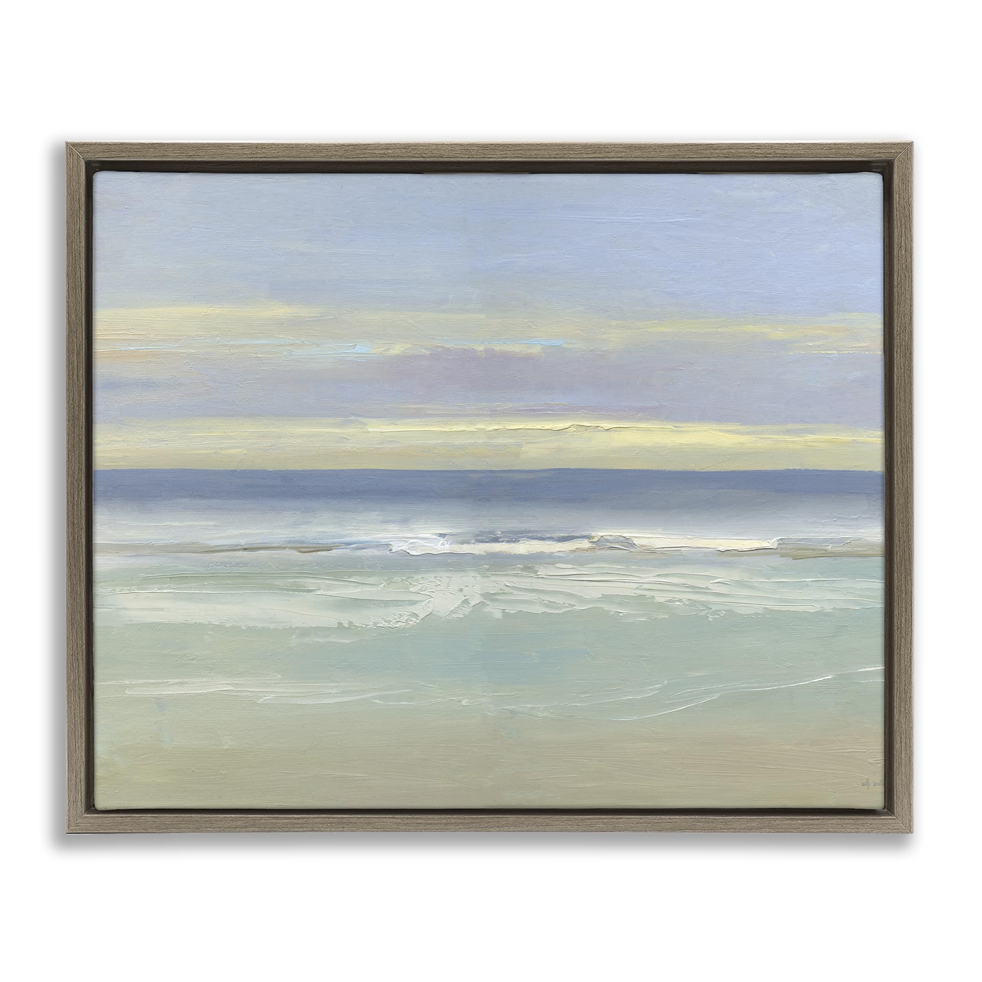 Stupell Industries Tranquil Coastal Morning Waves 'Tranquil Coastal Morning Waves', Floating Frame Canvas Art, Brown, 31 X 25 Inches, Easy To Hang And Sturdy, Made In Usa, By Sally Swatland