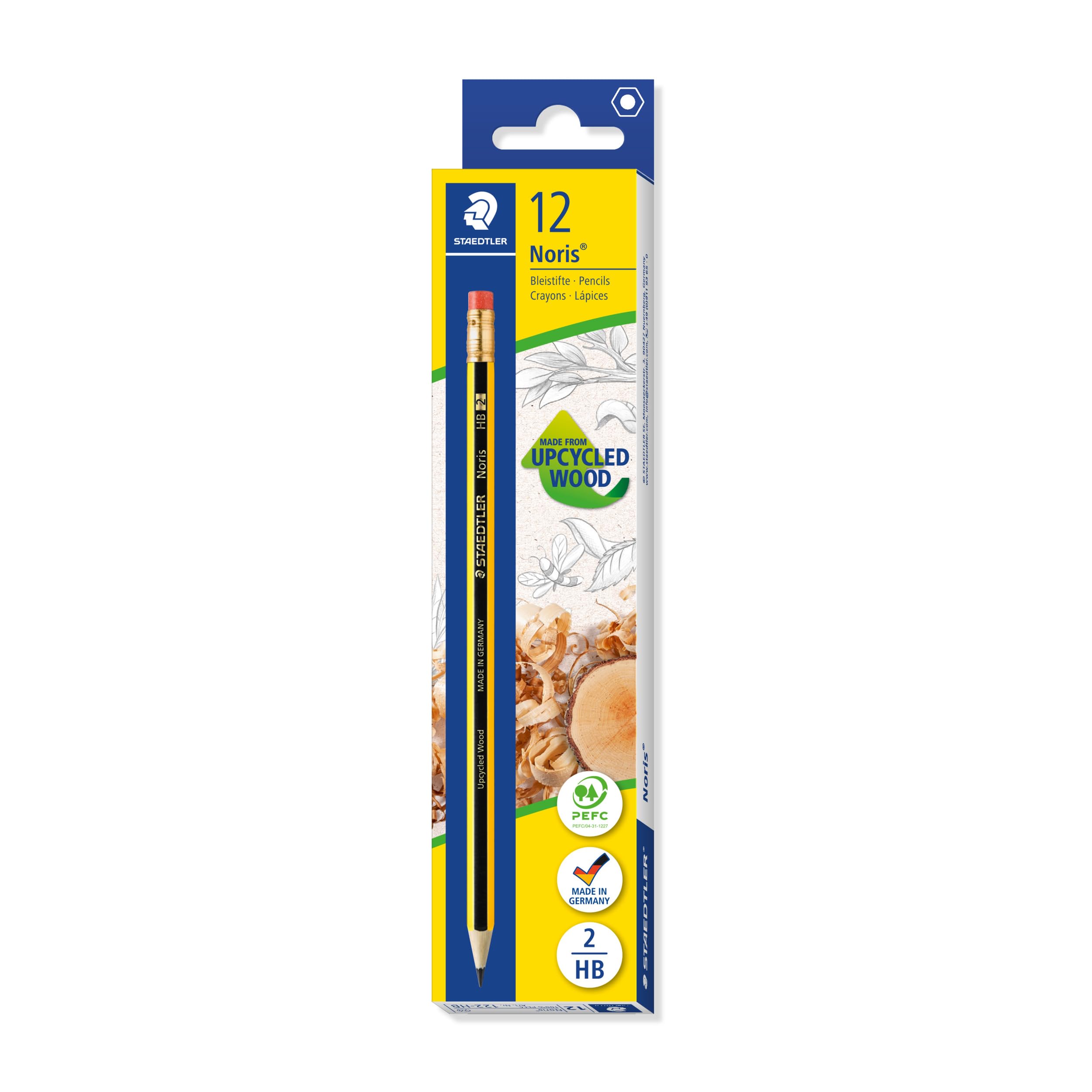 STAEDTLER122-HB Noris Graphite Pencils with Eraser-Tip - HB (Box of 12)