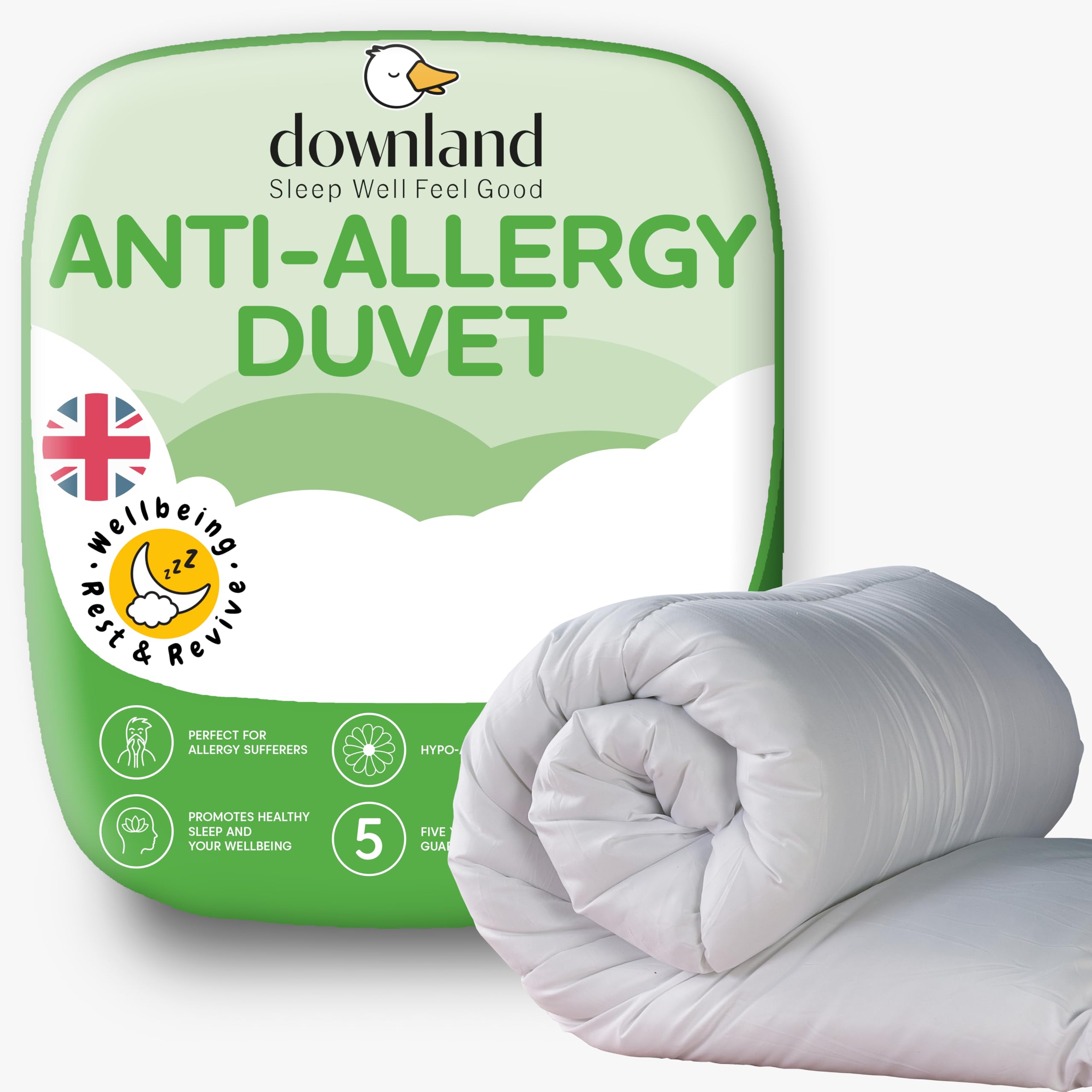 Downland Anti Allergy Double Duvet 10.5 Tog | Hypoallergenic & UK Approved All Season Quil...