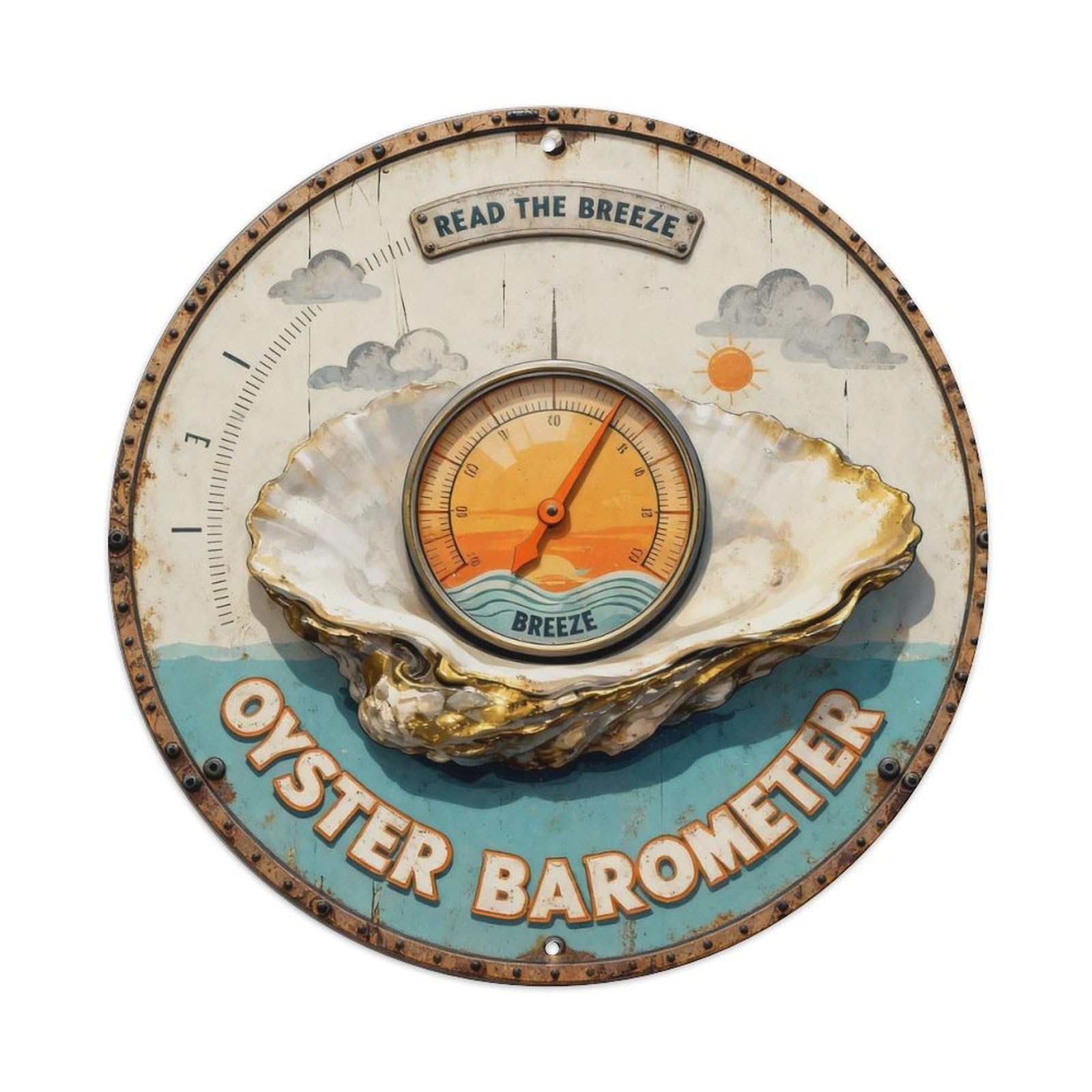 Oyster Barometer Sign Metal Tin Sign Plaque