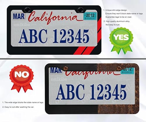 Miniatura 3 de omlkibo Marco de matrícula de aluminio compatible con Dodge Vehicle Truck Trailer SUV (rojo-01)