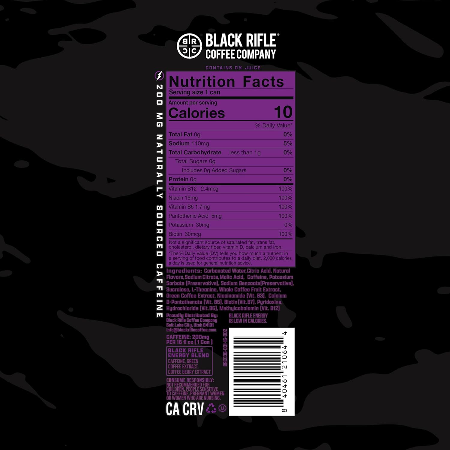 Black Rifle Energy GrapeX Zero Sugar Energy Drink, 200mg Caffeine, 16 fl oz can (Pack of 12) - Image 2