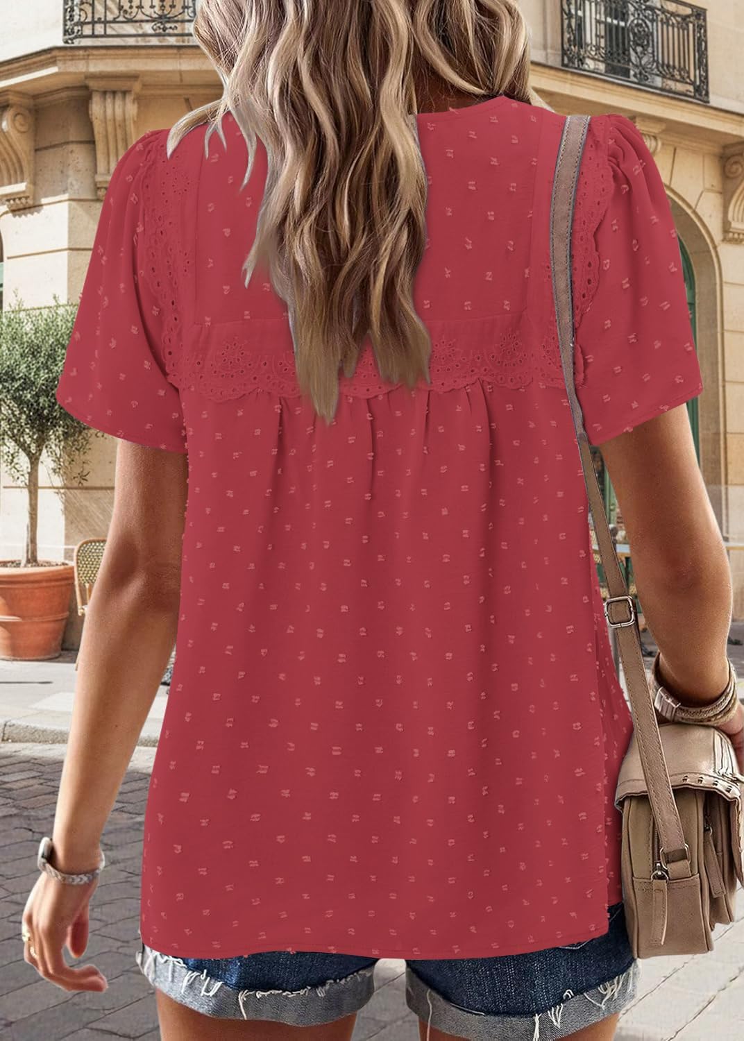 BETTE BOUTIK Women Boho Tops Short Sleeve Summer Flowy Shirts Dressy Casual Loose Trendy Blouses - Image 5