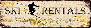 Metal Sign Ski Rentals Vintage Retro Tin Aluminum Sign for Winter Fans - Ski Lodge, Winter Shop Decor 4x16 Inch