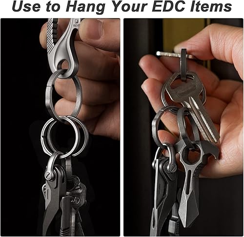 Miniatura 6 de TISUR Llaveros de titanio para llavero, llavero de empuje lateral, llavero dividido, anillos de llavero resistentes a granel