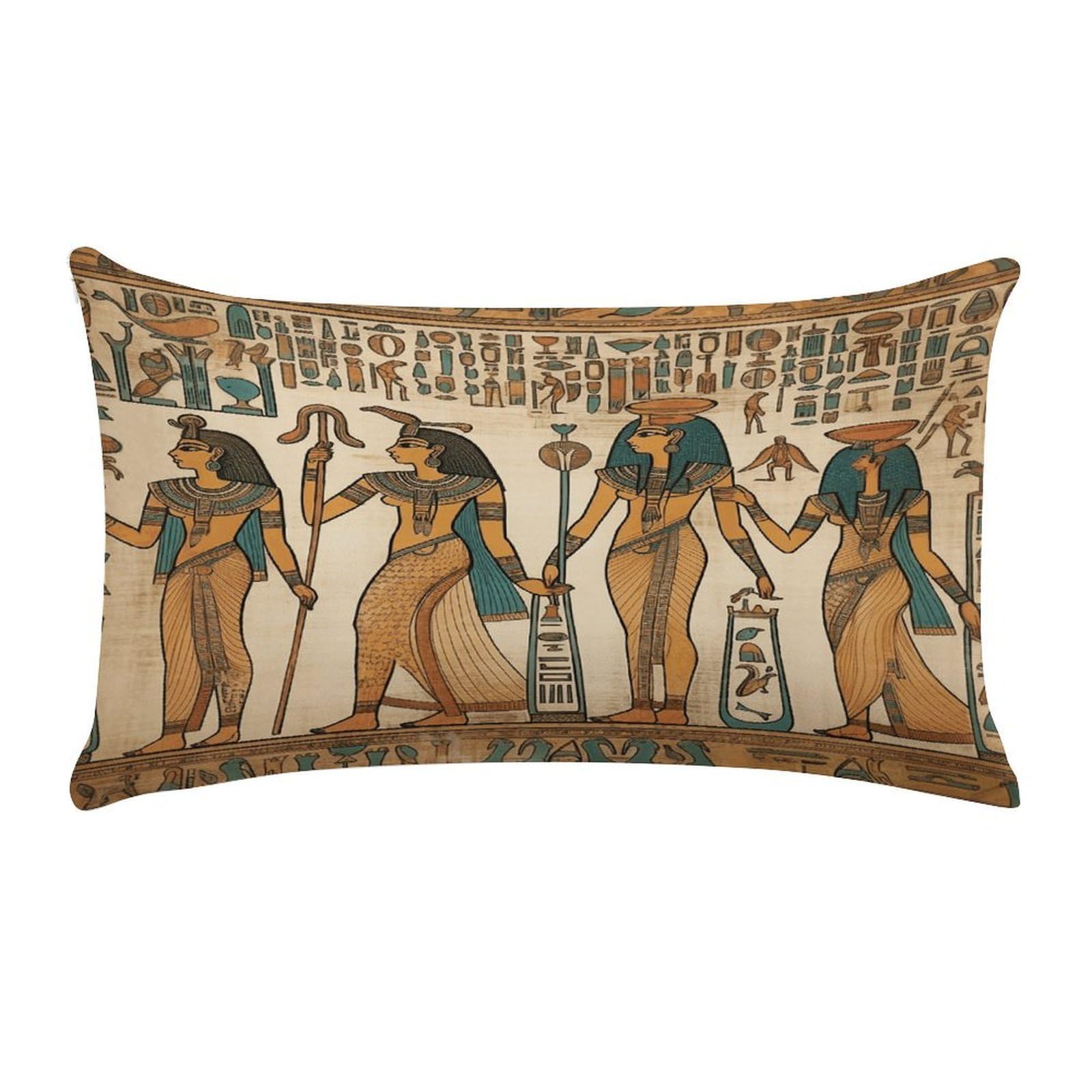 MUSM Women in Ancient Egypt Throw Pillow Cover Rectangle Short Plush Pillowcase Soft Luxury Decorative Lumbar Throw Pillow Case with Zipper Short Plush Cushion Cases 12 X 20 Inch