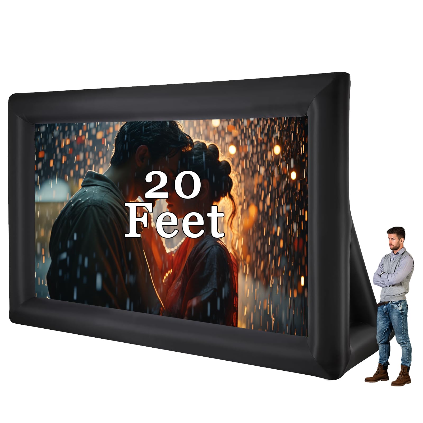 VEVOR Écran De Projection Gonflable Diagonale De 610 Cm, Format 16:9, En 600D Lavable, Avec Sac De Rangement, Installation Facile, Pour Extérieur, Cinéma Maison, Soirée à Thème, Jardin, Piscine - 2