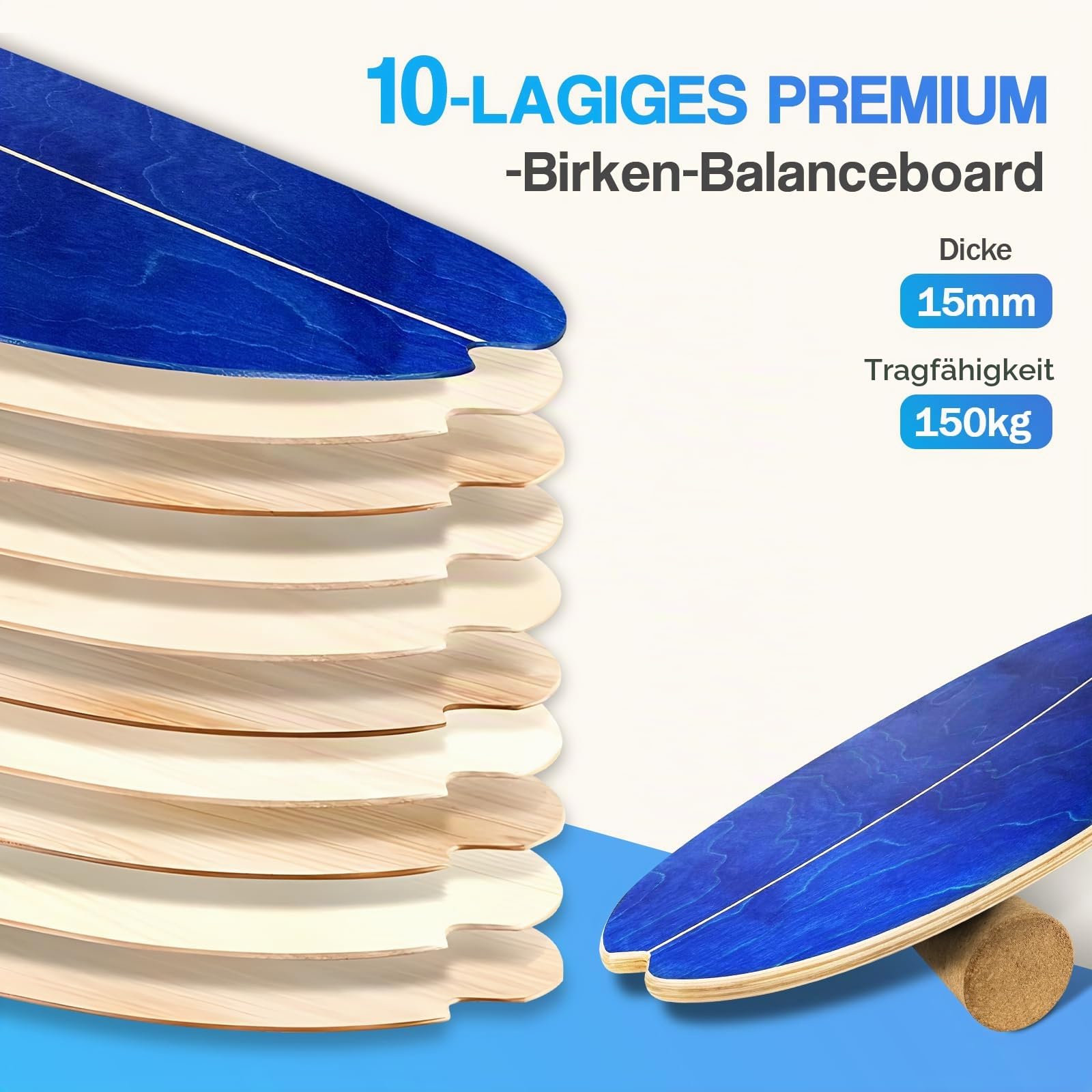Kork Halbkugel Balance Board Zubehör aus Kork Balance Trainer für Yoga Pilates Koordinationstraining Rutschfest für Erwachsene