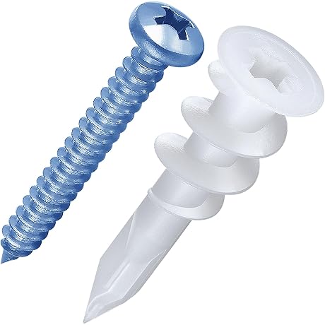 200pcs #8 Self-Drilling Drywall Plastic Anchors and Screws