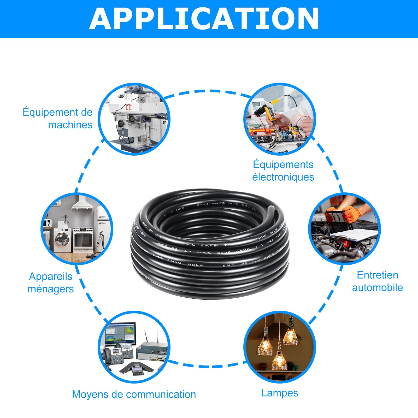 Cable Eléctrico 30 Metros 18 AWG 2x0,75mm², Cable de 2 Conductores 5V/12V/24V/220V, Cobre Estañado, Flexible y Flexible, Baja Impedancia, Alta Resistencia a la Temperatura, Cable de Extensión