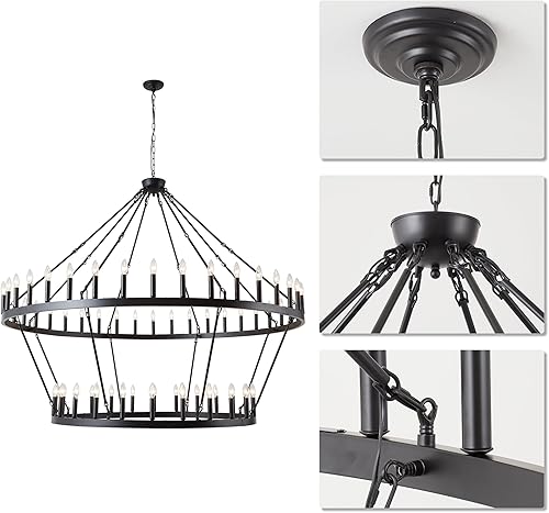 Miniatura 11 de XILICON Lámparas de comedor sobre la mesa, 3 luces negras de granja, lámpara colgante lineal industrial negra para isla de cocina, lámpara de vela