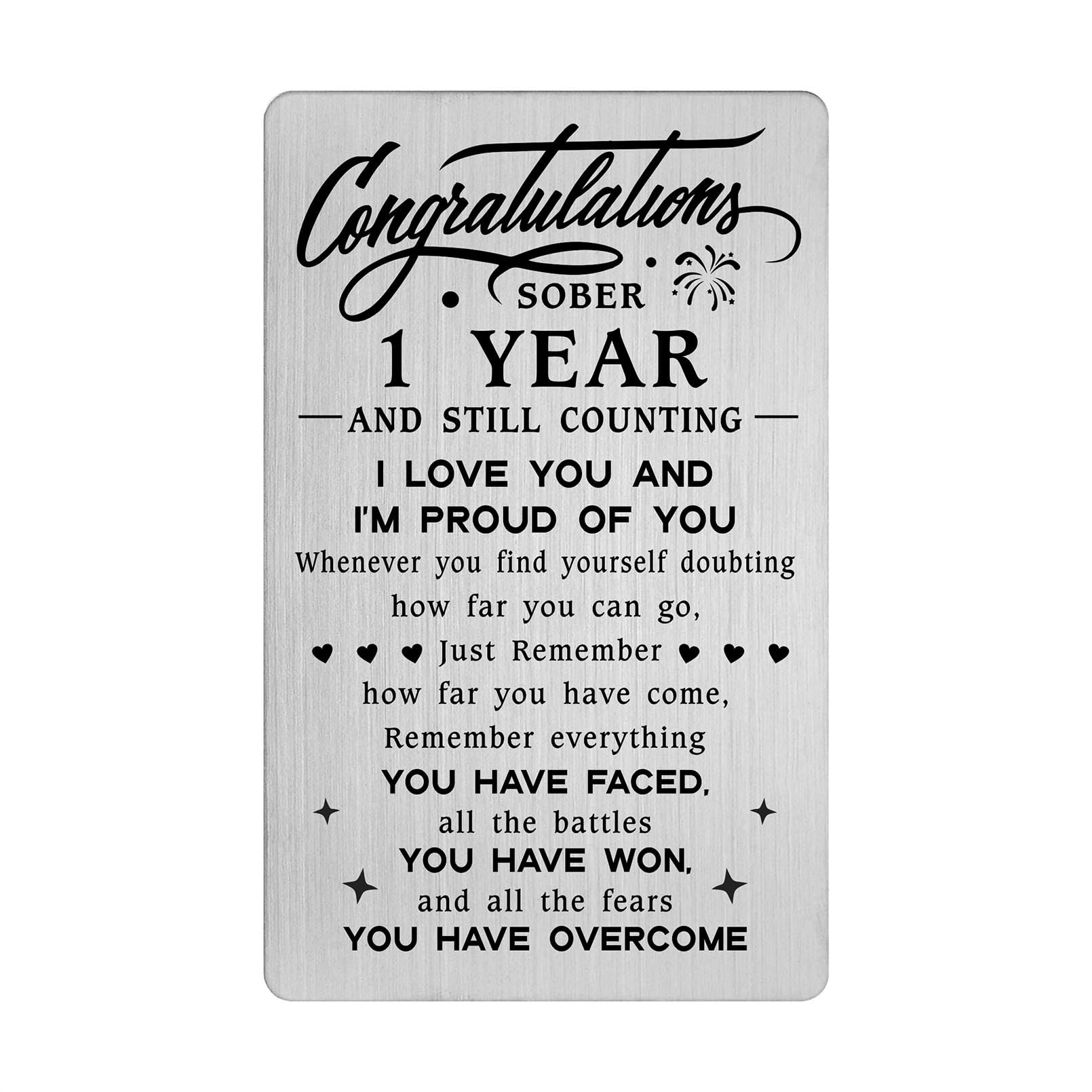 Tangvo 1 Year Sobriety Gifts for Men Women - Sober 1 Year And Still Counting Wallet Card - 1 Yr NA AA Addiction Recovery Sober Anniversary Presents