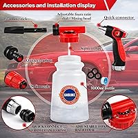 Vista 2 de Kit de limpieza de lavado de coche de 56 piezas con pistola de espuma, cepillo de lavado de coche con mango largo, kit de detallado de coche