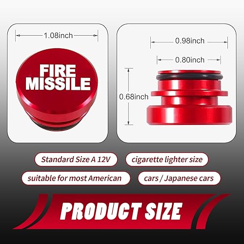 Miniatura 2 de 2 fundas protectoras para encendedor de cigarrillos de automóvil, 1.08 x 0.68 pulgadas, "EJECT" "FIRE MISSILE", de metal, impermeable, para