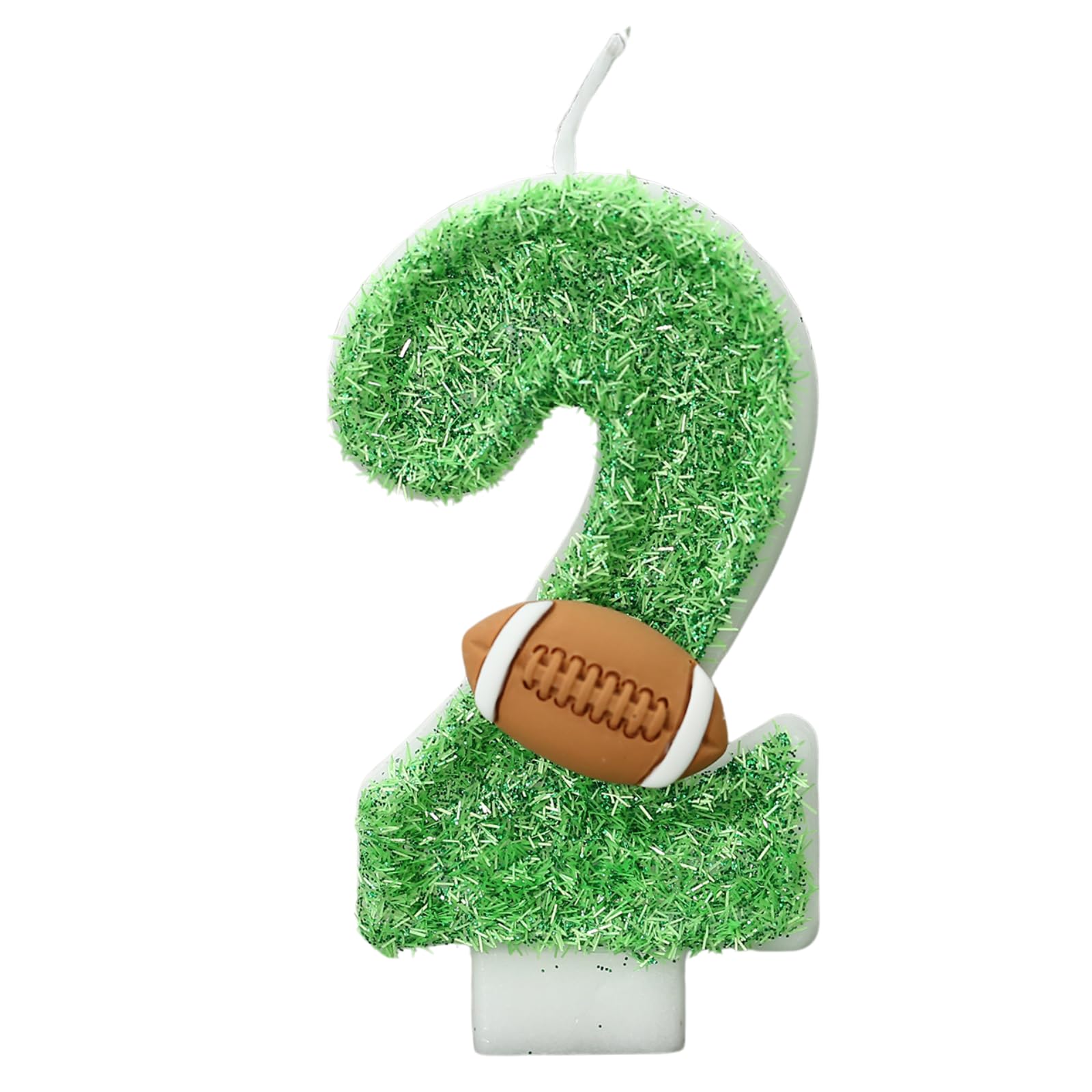 CasaPopz Football Birthday Number Candles for Cake Green Number 2 Candle Football Cake Topper Cupcake Topper for Football Birthday Party Decorations
