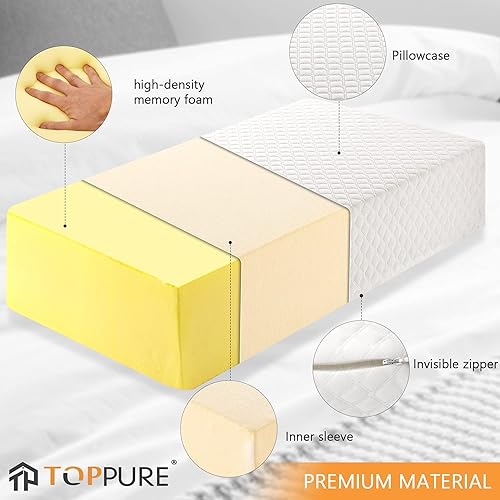 Miniatura 2 de TOPPURE Cubo - Almohada de espuma viscoelástica para personas que duermen de lado almohada extra gruesa de 24 x 12 x 6 pulgadas almohada cervical