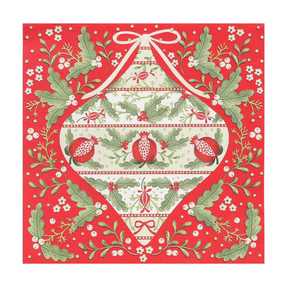 Talking Tables 20 x Christmas Paper Napkins Folklore Patterned Serviettes, Disposable, Recyclable Napkins 33 x 33cm Elegant Red and Green Xmas Festive Catering Tableware