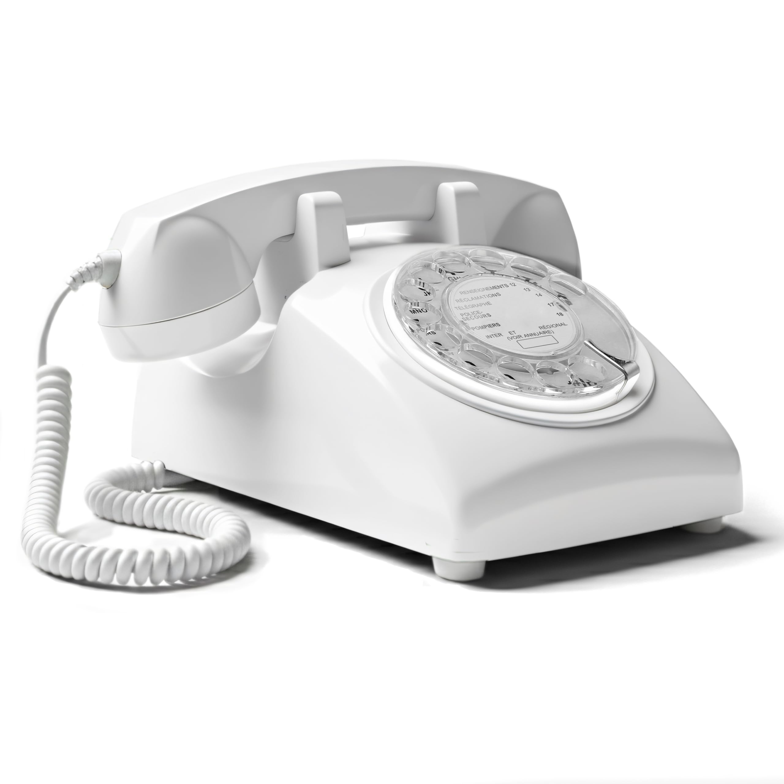 Téléphone fixe vintage cadran rotatif Opis 60s Cable blanc compatible box internet
