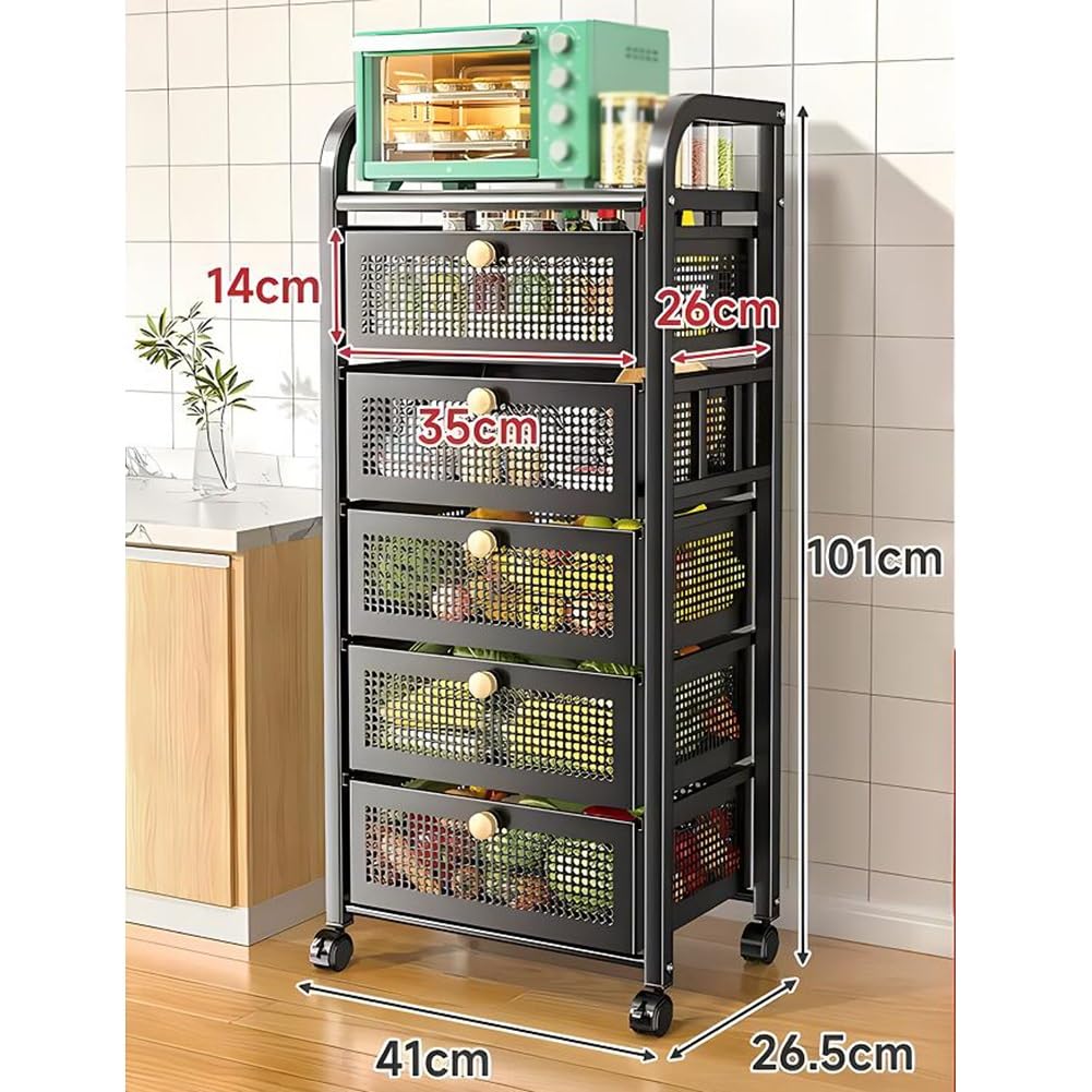 Chariot à roulettes en métal multi-couches – Support polyvalent pour cuisine et salle de bain, nizer pour fruits, vétérinaires, pots et plantes – Décoration d'intérieur peu encombrante