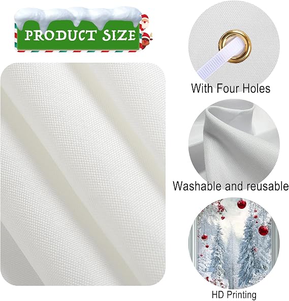 Nuxovilar Snow Scene Door Cover with Red Accents Polyester 35x71 Inches