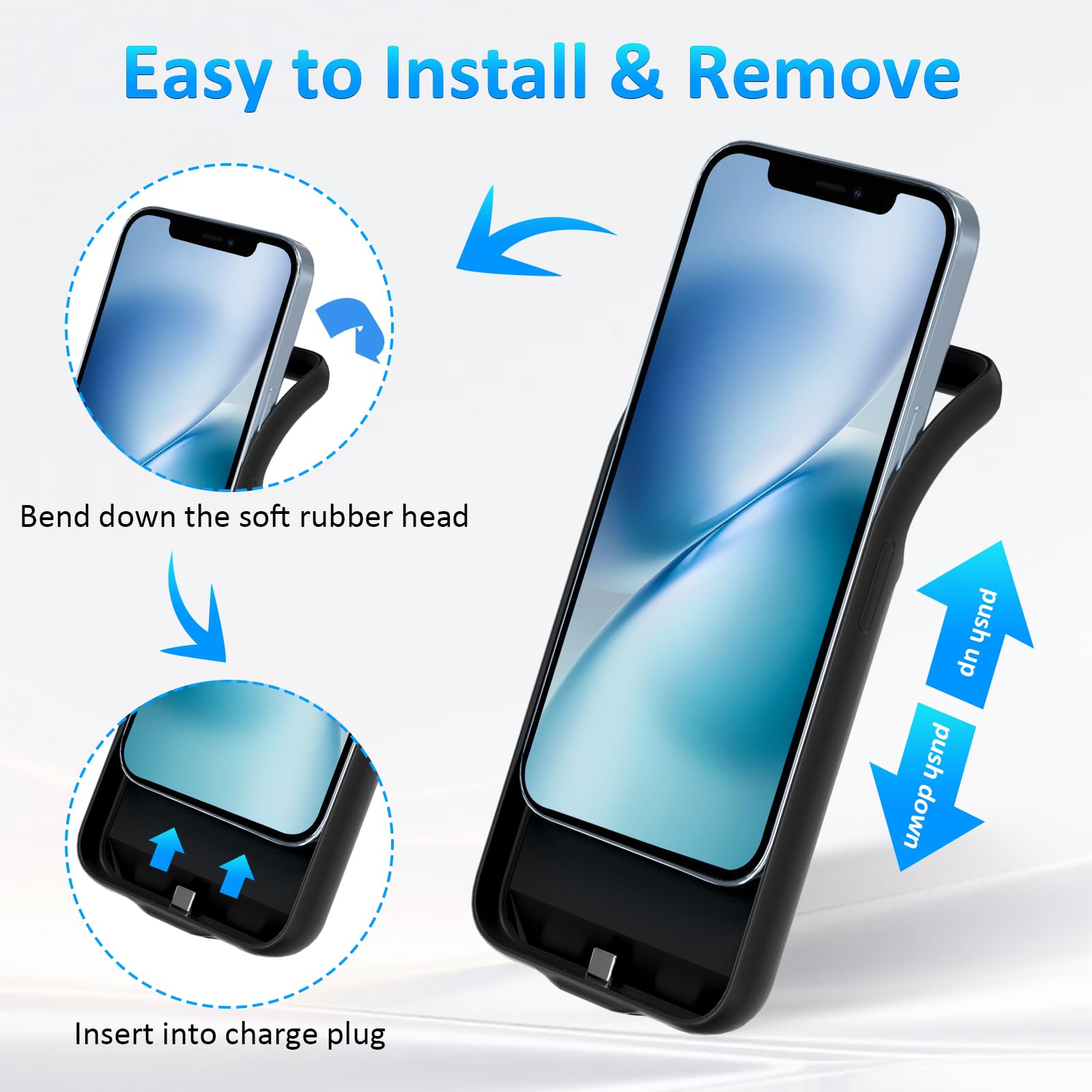 Akkuhülle für iPhone 11(6.1 Zoll), 8500mAh Tragbares Ladegerät iPhone Ultradünn Erweiterter Akku Hülle Telefonladegerät und Schutzhülle mit Ladefunktion für iPhone 11 - Schwarz
