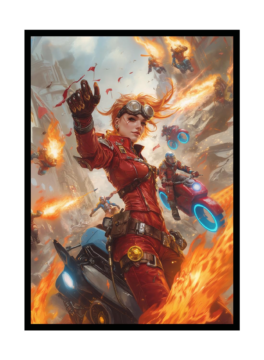 Katomula 100 MTG Card Sleeves with 100 Inner Sleeve, Textured Back Art Sleeves, Fit Standard Size Cards - Chandra