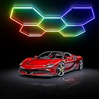 Vista 1 de ALLYES Luces LED hexagonales: luz hexagonal de garaje con modos multicolor, luces de pared hexagonales RGB regulables y de velocidad ajustable