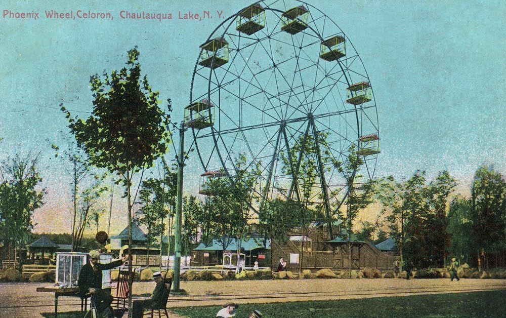 Chautauqua Lake, New York Celoron Park; View of Phoenix Ferris Wheel (12x18 Art
