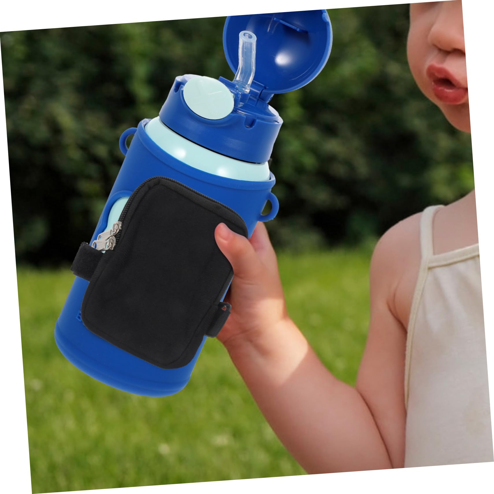Toyvian 5 Stück Cup-Tasche Wandern Wasser handhaben im Freien schlank Reisen Aufbewahrungstasche für Trinkgläser mit Riemen Becherversorgung Einstellriemen Segeltuch Black