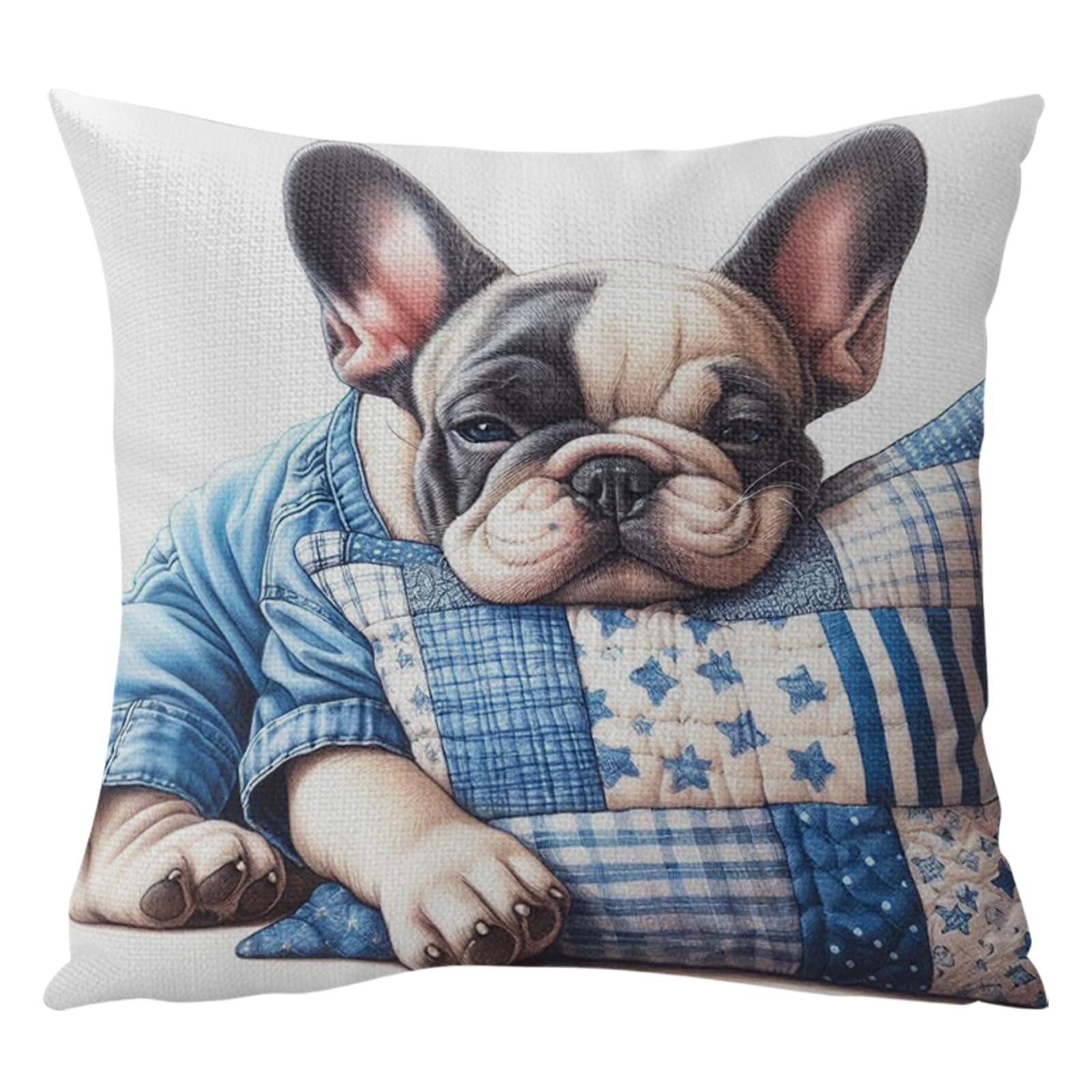 Poetrydraw French Bulldog Cross Stitch Kit 11Ct 3-Strand Pillowcase Diy Embroidery 45X45cm For Adults & Beginners