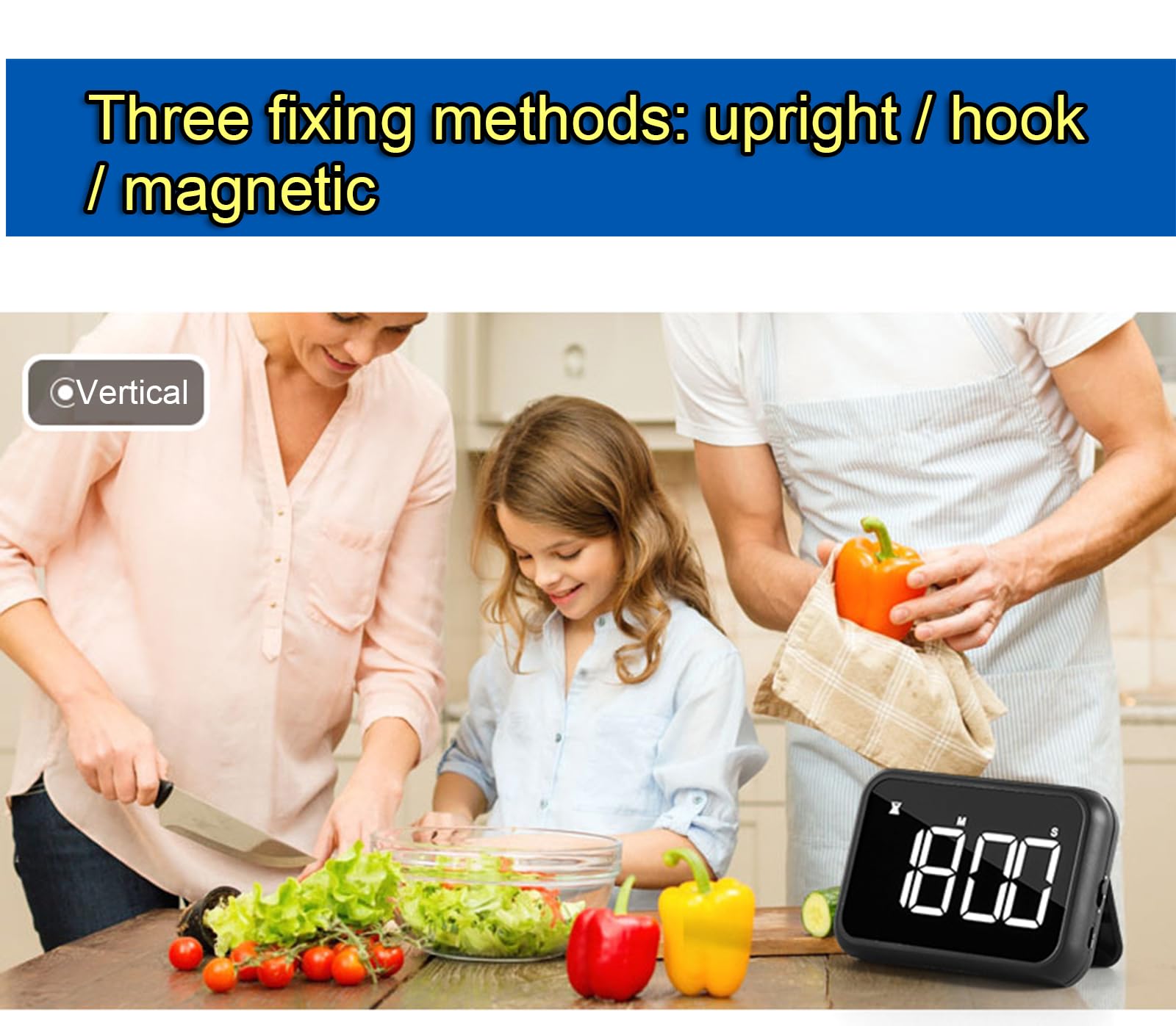 Temporizador de cocina recargable con pantalla LED grande, control de | Respaldo magnético y soporte para cocinar, hornear, hacer barbacoas, estudiar y más