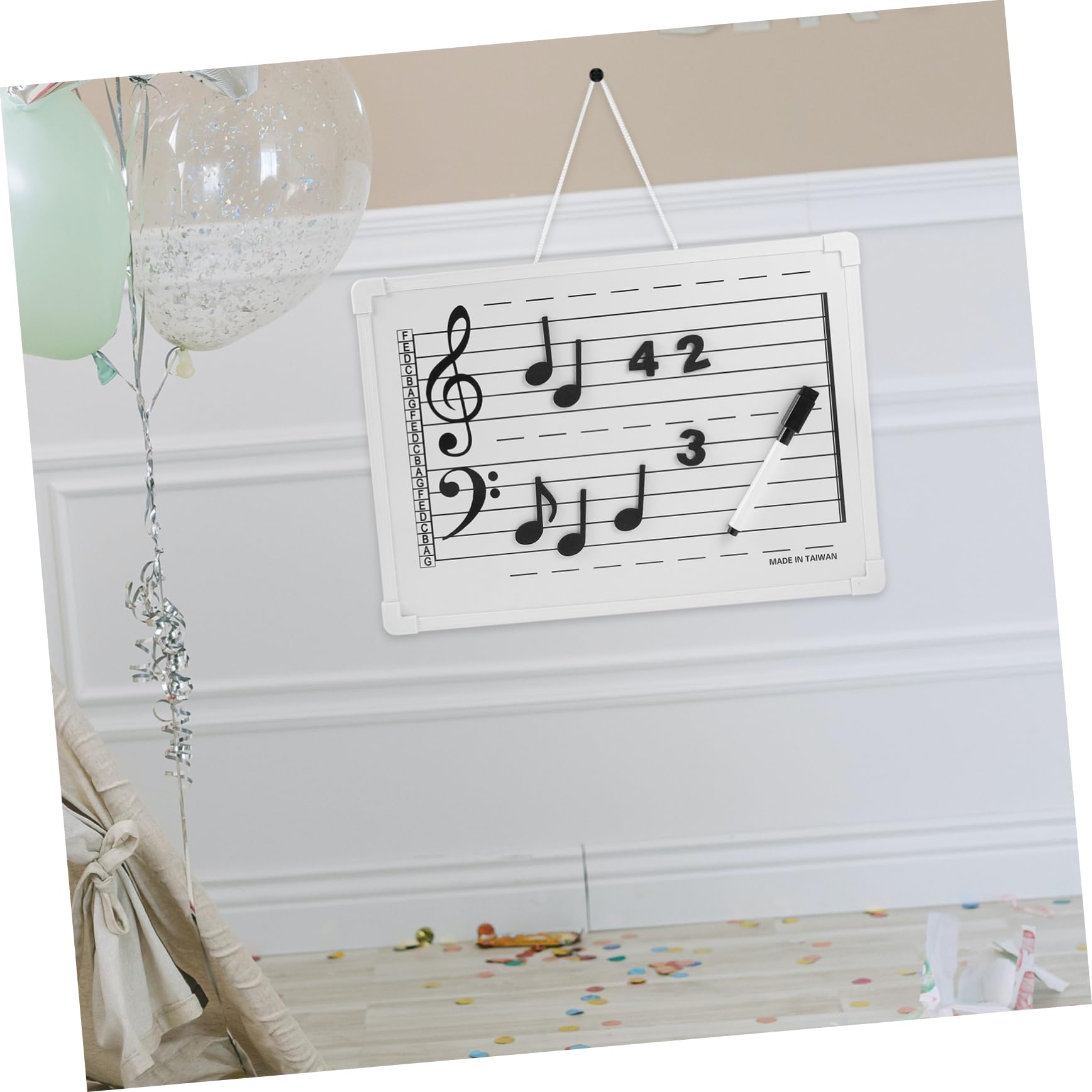 Artibetter Löschbares Musik Whiteboard Klein Leicht Pvc Mit Notenlinien Und Magnetischen Notenaufklebern Für Musikunterricht Kinder