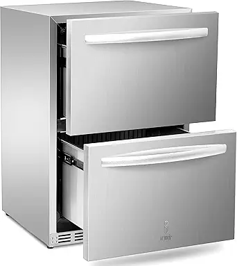 Under Counter Refrigerator, Stainless Steel Under Counter Drawer Fridge Beverage Fridge Refrigerator with Digital Displayfor Outdoor and Home Use