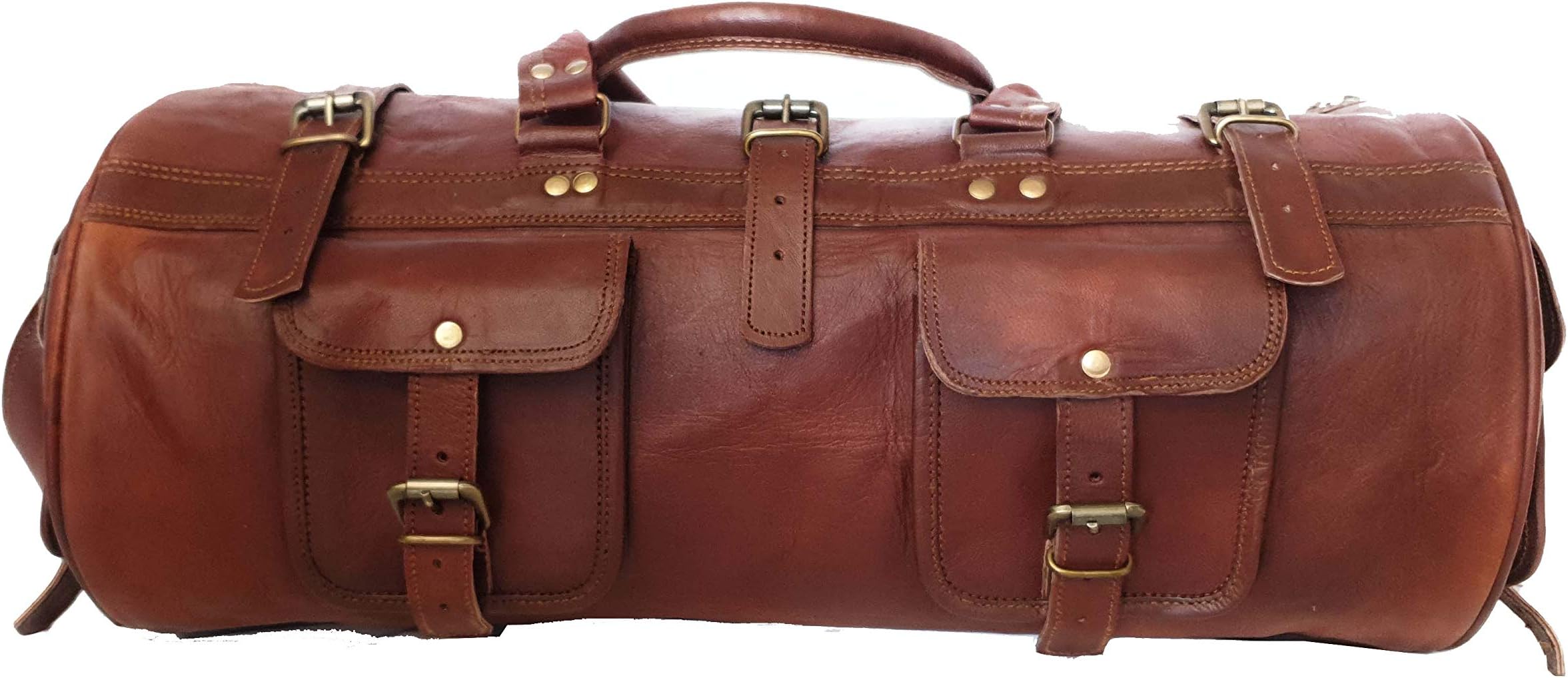 pranjals houseLeather Duffle Bag for Travel (Dark Brown)
