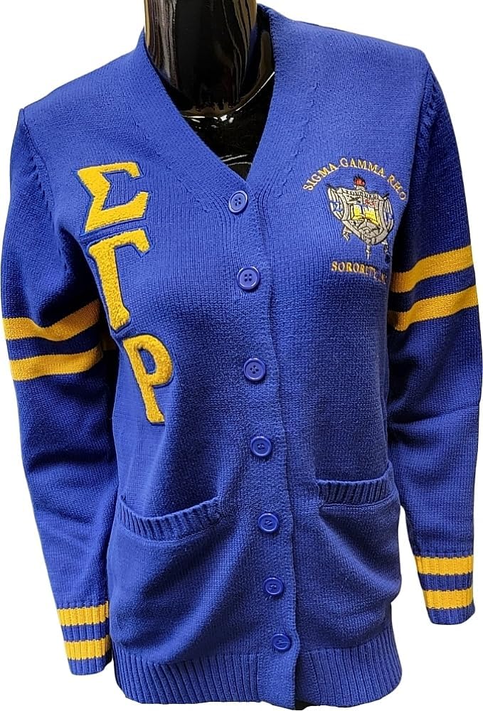 Buffalo Dallas Sigma Gamma Rho Chenille Varsity Cardigan [Button Down - Blue] - ID#40130-18-2-0-34
