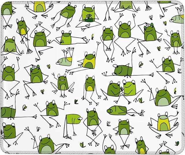 Cute Frogs in Various Poses Mouse Pads Anti-Slip Green Animal Pattern Gaming Mouse Mats for Desktop Computers Laptops Office Computers Mouse Pad 20cm x 24cm (7.9" x 9.5")