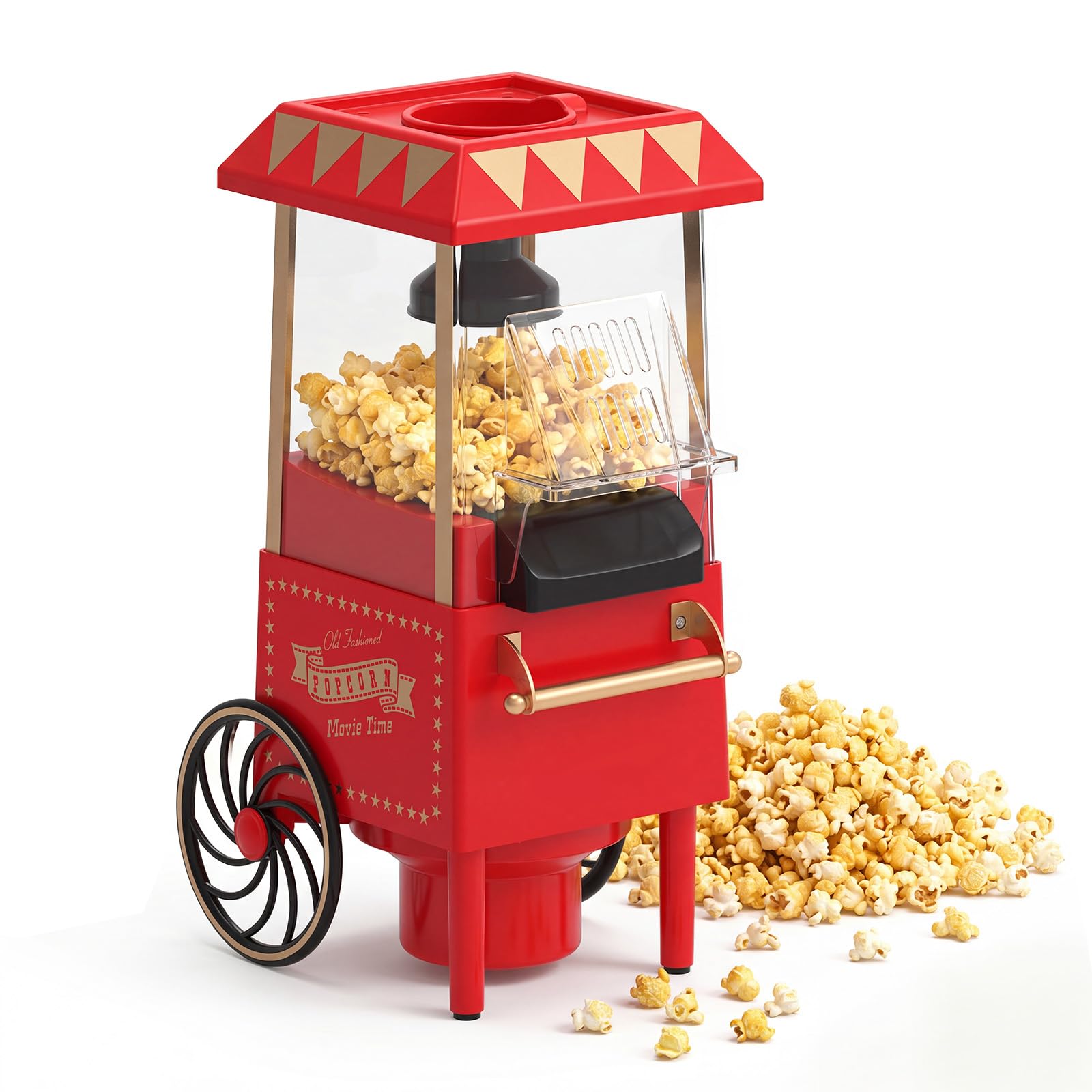 GIANTEX Macchina per Popcorn 1200W, Macchina per Pop Corn ad Aria Calda con Misurino da 67 ml, Senza Olio, Pronta in 2 Minuti, Pulizia Semplice, Design Retro e Portatile per Casa