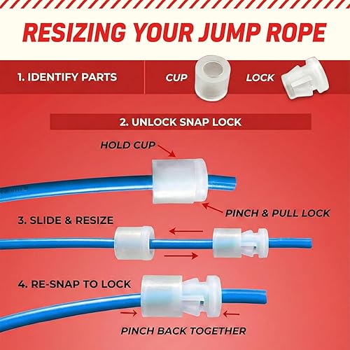 Vista 7 de Elite Jumps Adjustable Jump Rope – 6mm PVC Training Rope for Fitness & Cardio Indoor/Outdoor Skipping Rope with Unbreakable Handles, Non-Kinking