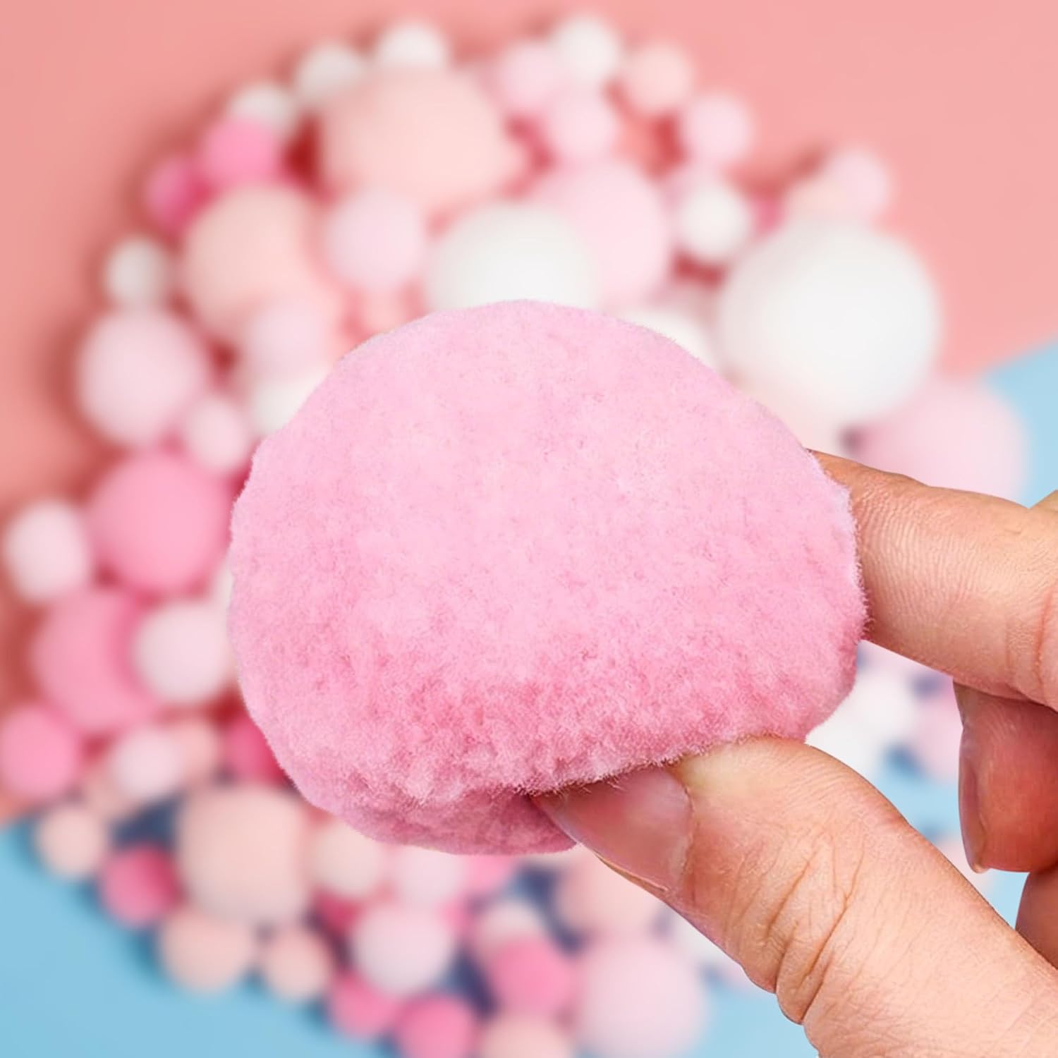 Mini Pom Poms for Crafts, 130 Pack Pink Craft Pom Pom Balls with Mixed Sizes, Soft Puff Balls for DIY Decor Baby Shower Birthday Party Decorations