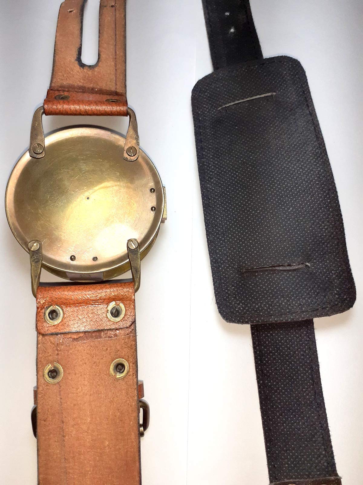 Reloj de pulsera Steampunk con brújula de latón y reloj de sol con correa de cuero, reloj solar de aprox. 15.4 x 6.4 x 2.9 pulgadas, Marrón, Antiguo
