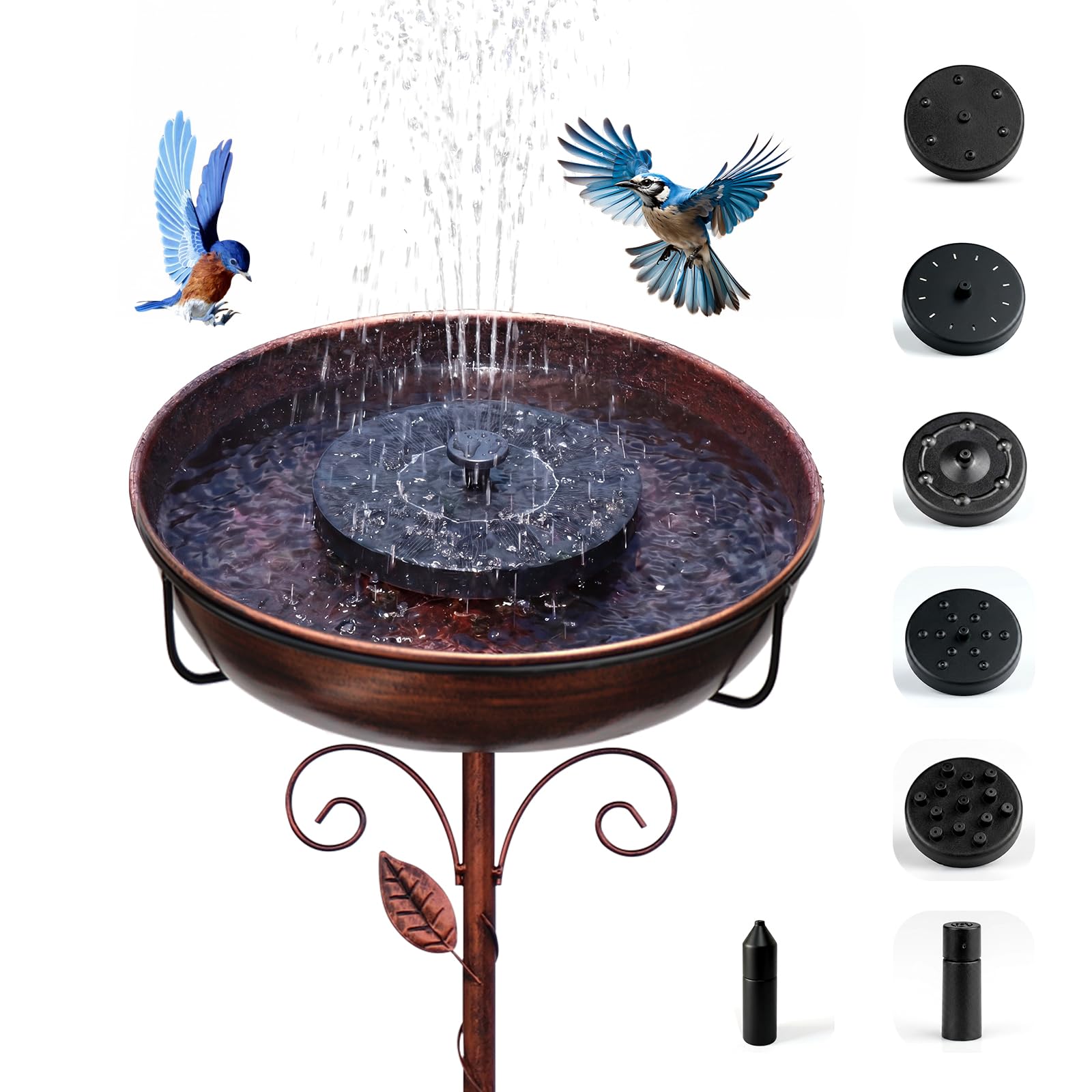 Photo 1 of GRECOMEIN Solar Bird Bath Fountain with Metal Stand (Bronze)