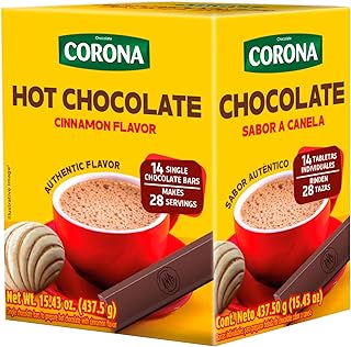Corona Hot Chocolate Single Serve Bars, Cinnamon Flavor, 14 Individually Wrapped Bars, 15.43 oz