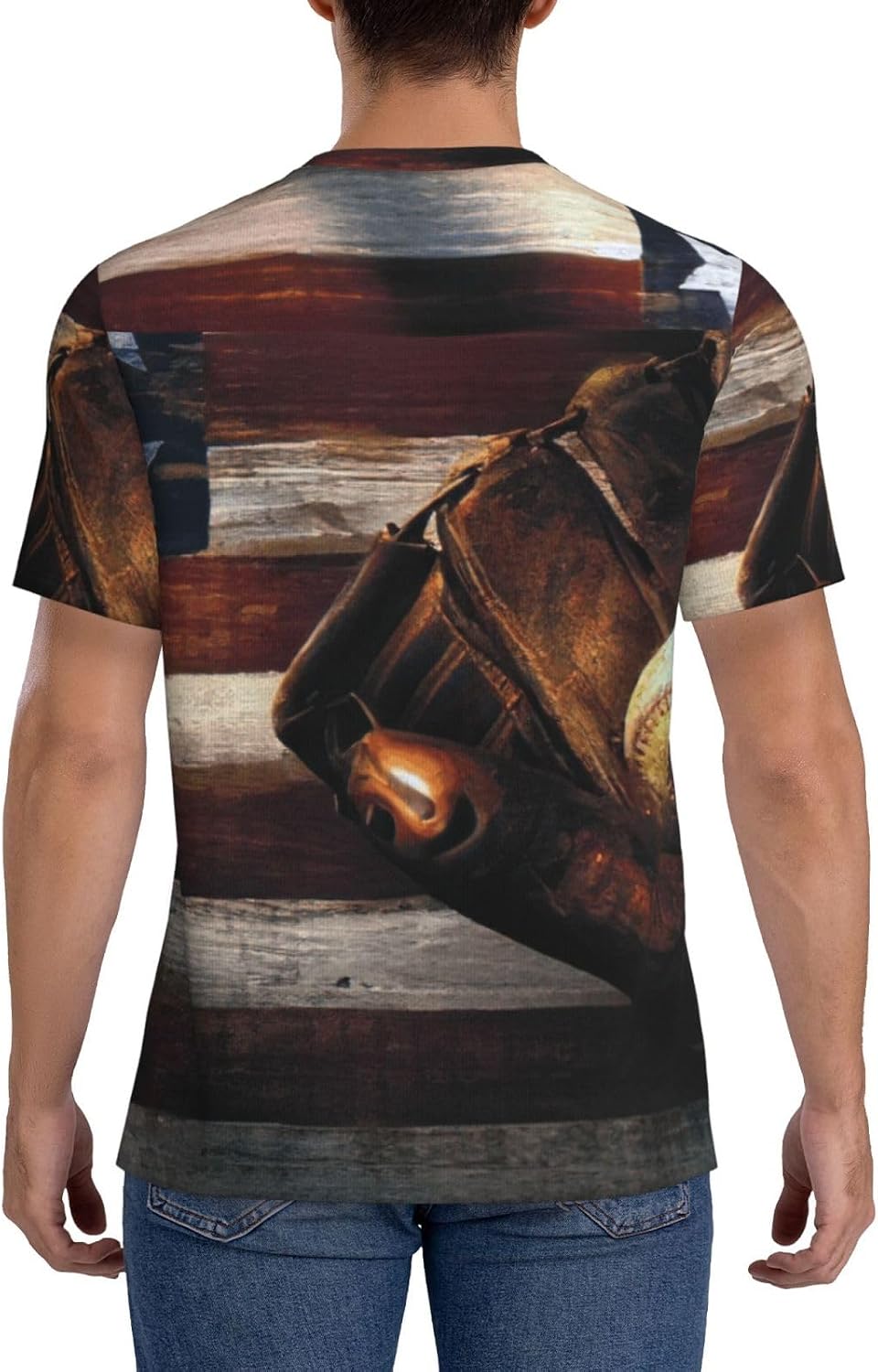American Flag Baseball Print Men's Football Jersey Breathable Training Match Soccer Shirt Athletic Casual Wear