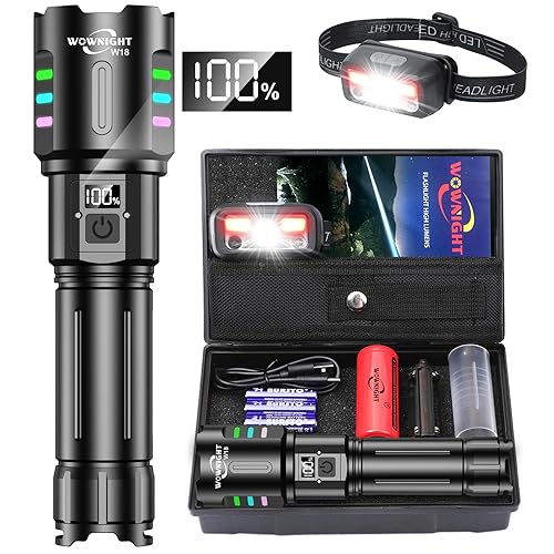 WOWNIGHT Lampe Torche Led Ultra Puissante, Torche Led Puissante Rechargeable