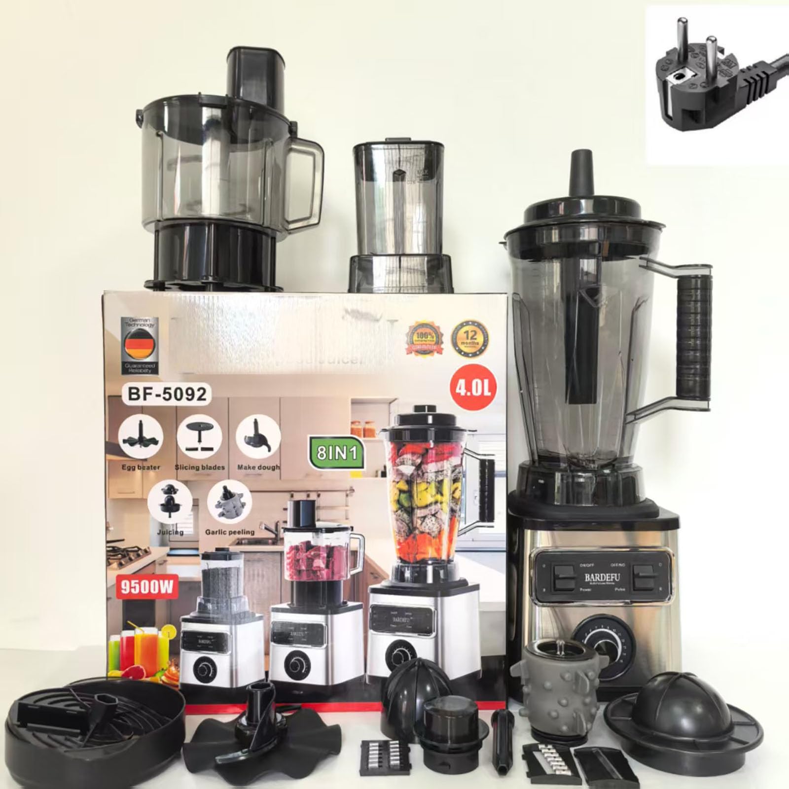 8 en 1 máquinas exprimidoras de Prensa fría, licuadora 3l, Fabricante de Batidos de 800W y Molinillo de café, Taza de Gran Capacidad, Cicatriz de 2 litros, Cuchillas de Acero Inoxidable extraíbles