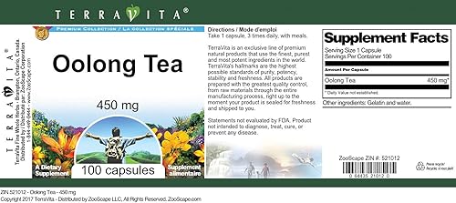 Miniatura 3 de Té Oolong - 450 mg (100 Cápsulas, ZIN 521012)