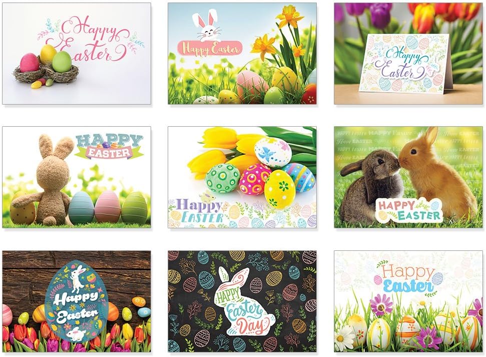 ImageNCraft Happy Easter Decorations 9 Posters 13 x 19 inch Large Easter Wall Decor with Easter Bunny & Eggs for Indoor Home Use Perfect for Kids Room, Dining Room, Door, Yard, Easter Party and More!